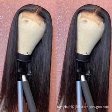Straight, Thick Human Hair Swiss Lace Frontal Wigs Vendor, 100% Brazilian Hair Braid Glueless HD 5X5 Lace Wig With Baby Hair